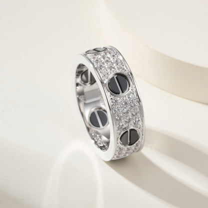 [✨ROSE💎]LOVE RING 5.5MM DIAMONDS PAVED CERAMIC