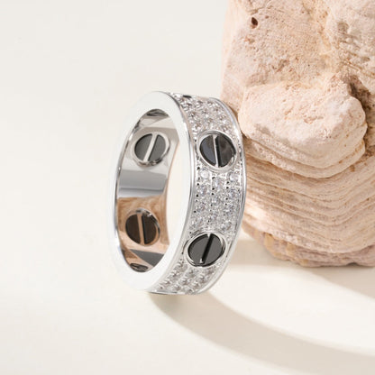 [✨ROSE💎]LOVE RING 5.5MM DIAMONDS PAVED CERAMIC