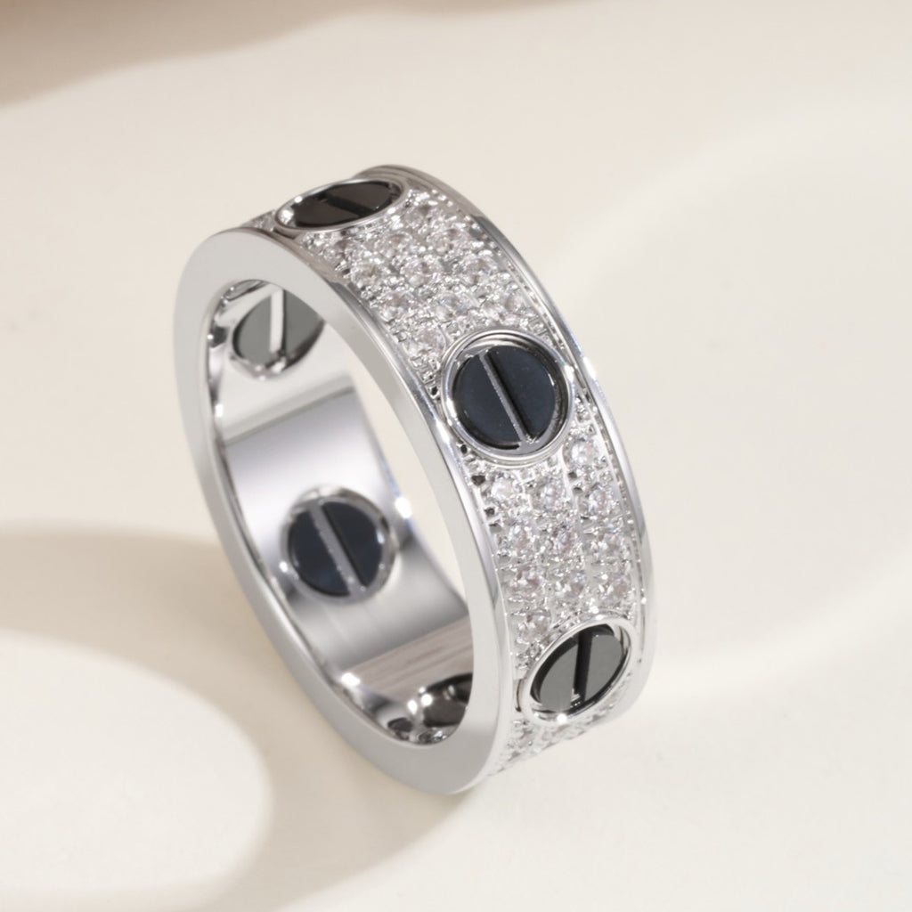 [✨ROSE💎]LOVE RING 5.5MM DIAMONDS PAVED CERAMIC