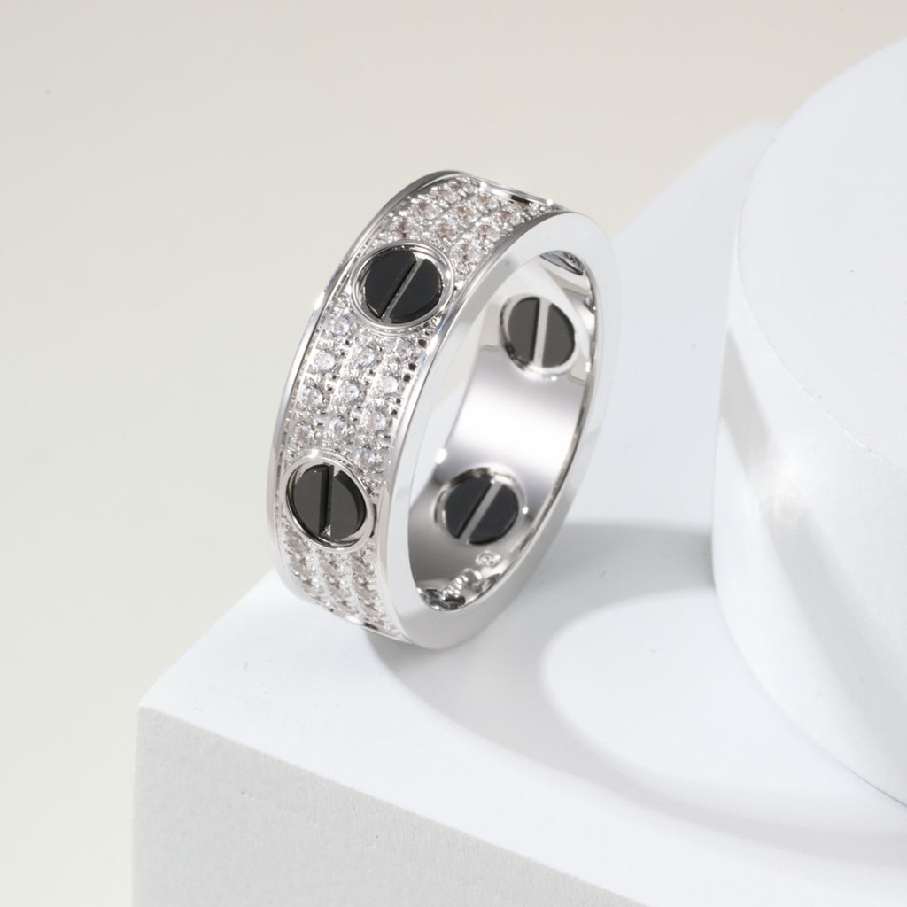 [✨ROSE💎]LOVE RING 5.5MM DIAMONDS PAVED CERAMIC
