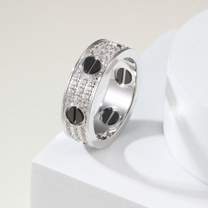 [✨ROSE💎]LOVE RING 5.5MM DIAMONDS PAVED CERAMIC