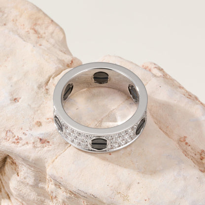 [✨ROSE💎]LOVE RING 5.5MM DIAMONDS PAVED CERAMIC
