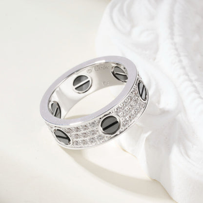 [✨ROSE💎]LOVE RING 5.5MM DIAMONDS PAVED CERAMIC