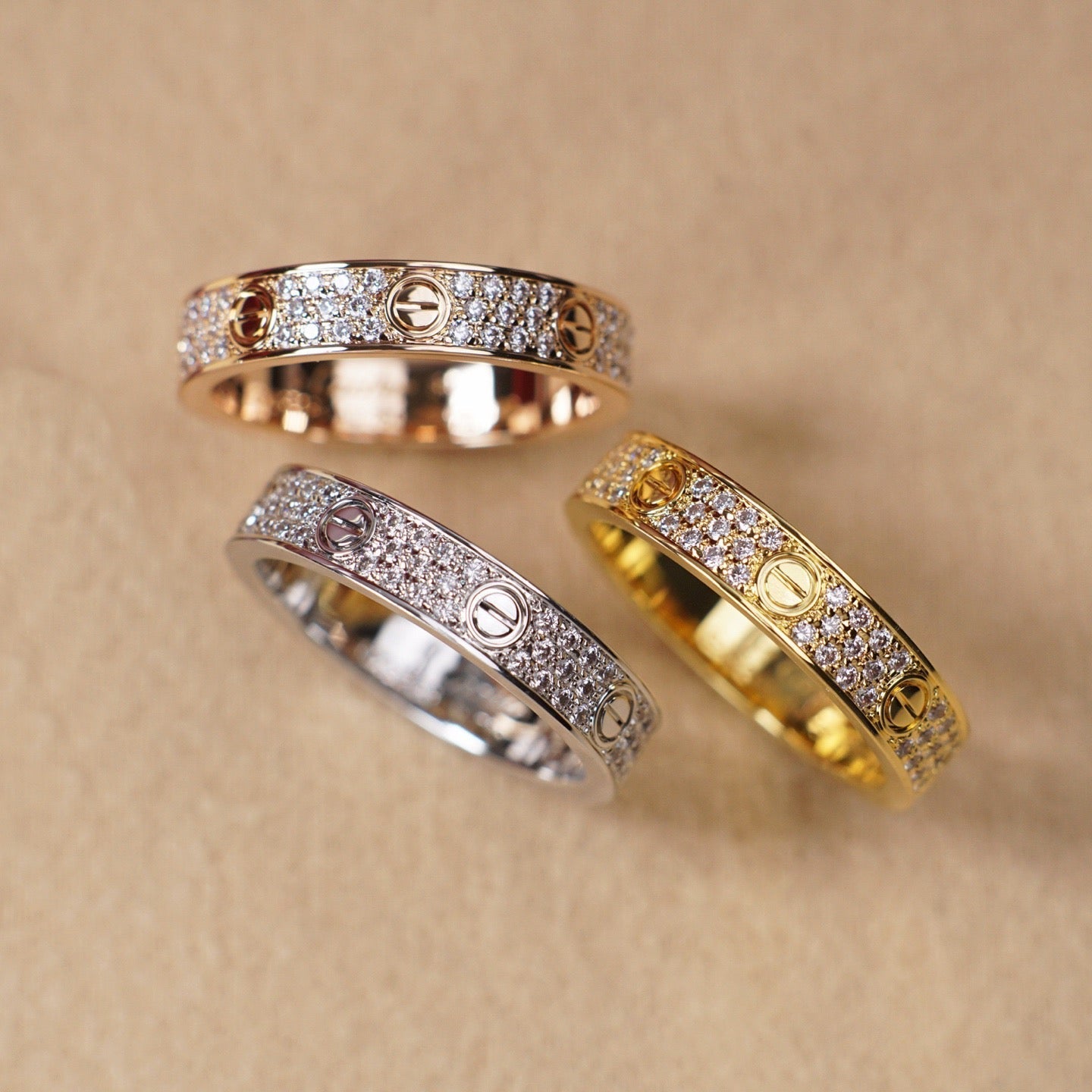 [✨ROSE💎]LOVE RING 4.0MM DIAMOND PAVED