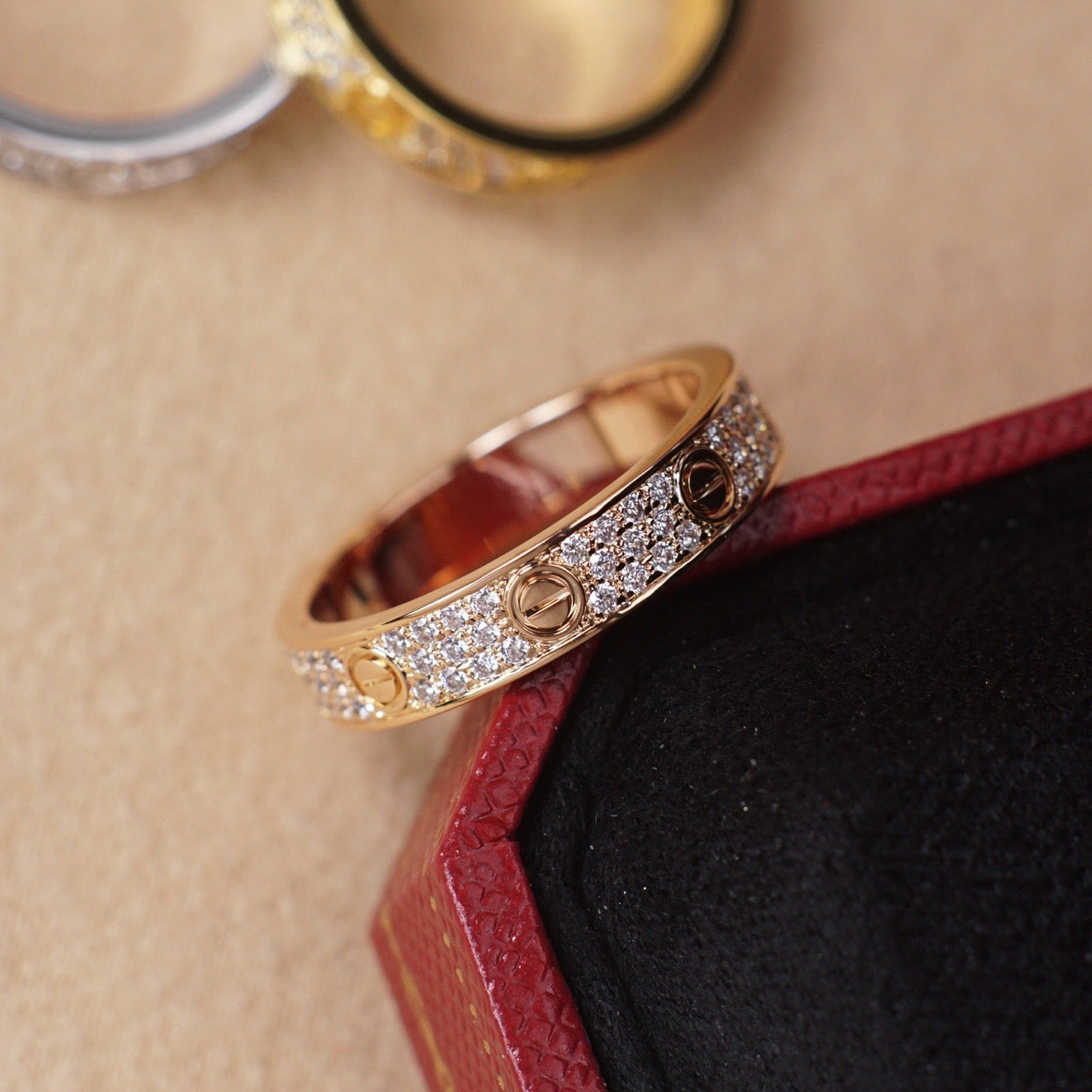 [✨ROSE💎]LOVE RING 4.0MM DIAMOND PAVED