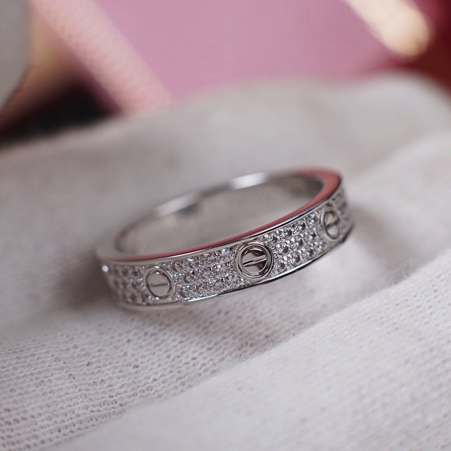 [✨ROSE💎]LOVE RING 4.0MM DIAMOND PAVED