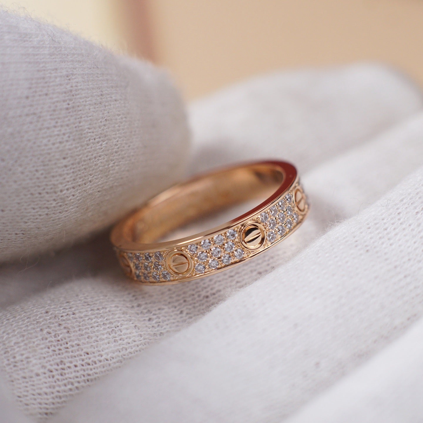 [✨ROSE💎]LOVE RING 4.0MM DIAMOND PAVED
