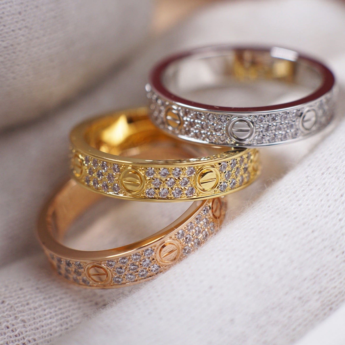 [✨ROSE💎]LOVE RING 4.0MM DIAMOND PAVED