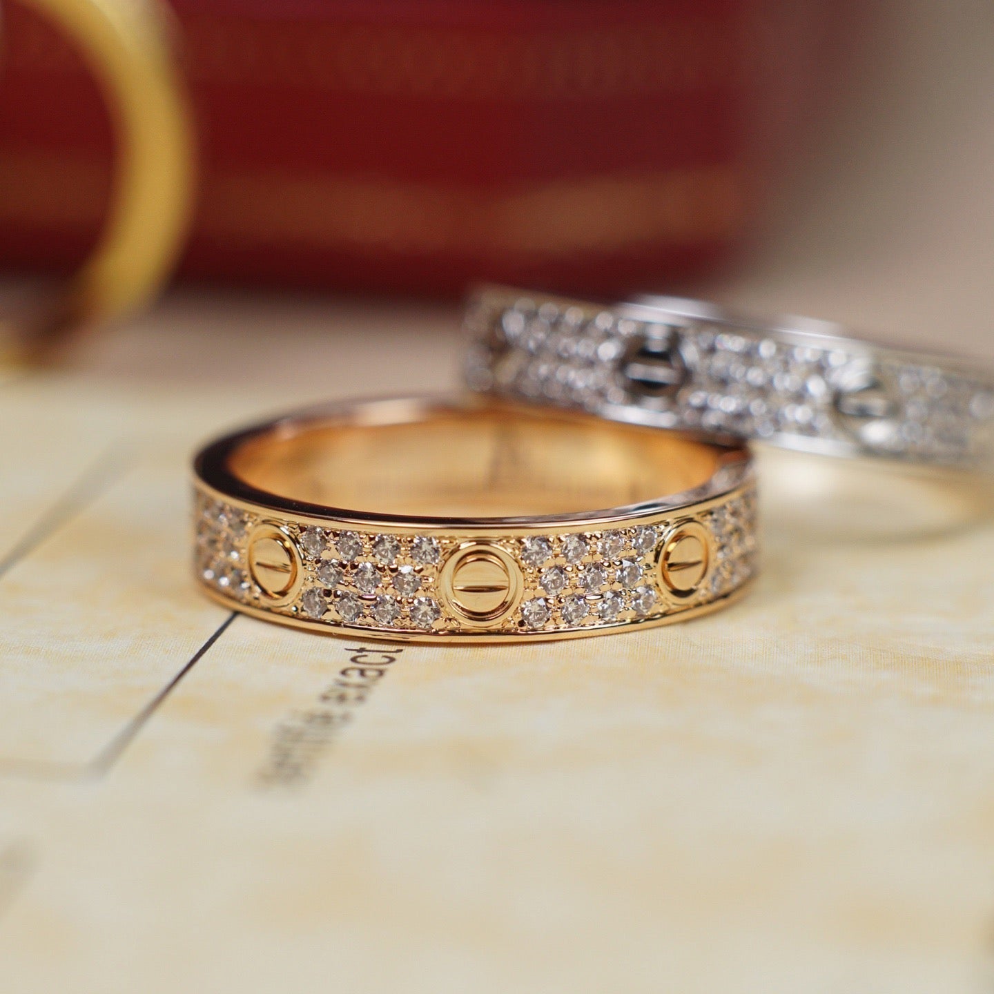 [✨ROSE💎]LOVE RING 4.0MM DIAMOND PAVED