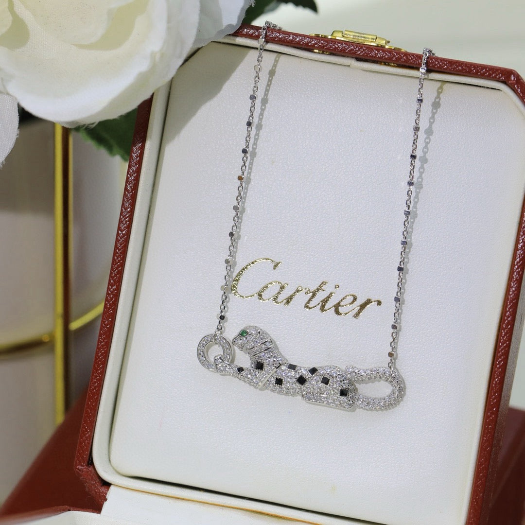 [✨ROSE💎]PANTHERE PAVED DIAMOND NECKLACE