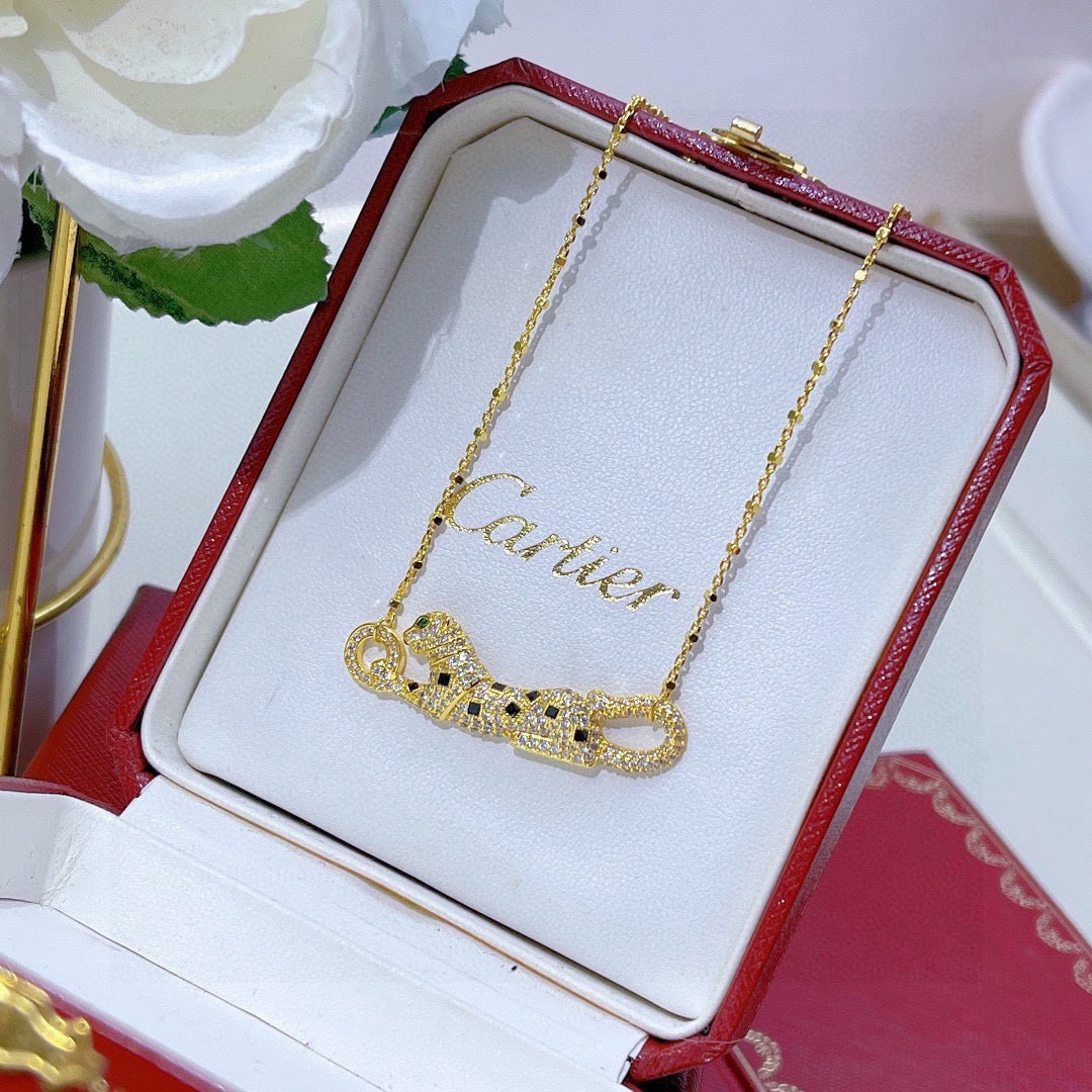 [✨ROSE💎]PANTHERE PAVED DIAMOND NECKLACE
