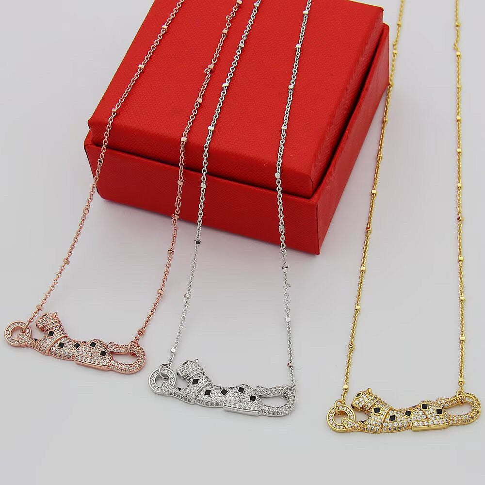 [✨ROSE💎]PANTHERE PAVED DIAMOND NECKLACE