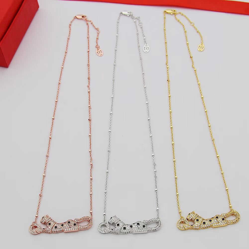 [✨ROSE💎]PANTHERE PAVED DIAMOND NECKLACE