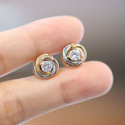 [✨ROSE💎]TRINITY STUD DIAMOND EARRINGS