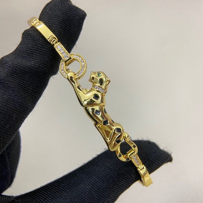 [✨ROSE💎]PANTHERE HALF DIAMOND ON CHAIN BRACELET