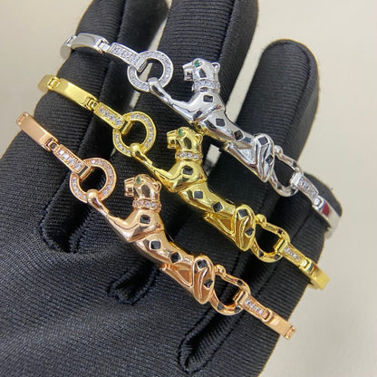 [✨ROSE💎]PANTHERE HALF DIAMOND ON CHAIN BRACELET