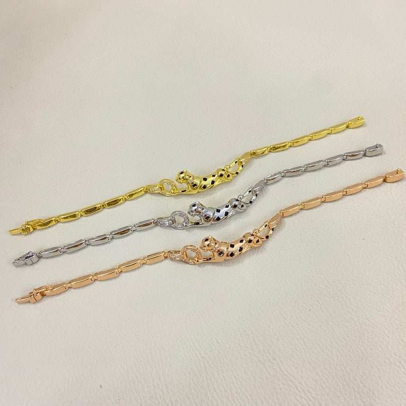 [✨ROSE💎]PANTHERE HALF DIAMOND ON CHAIN BRACELET