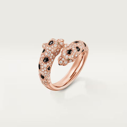 [✨ROSE💎]PANTHERE DOUBLE HEADED FULL DIAMOND  RING
