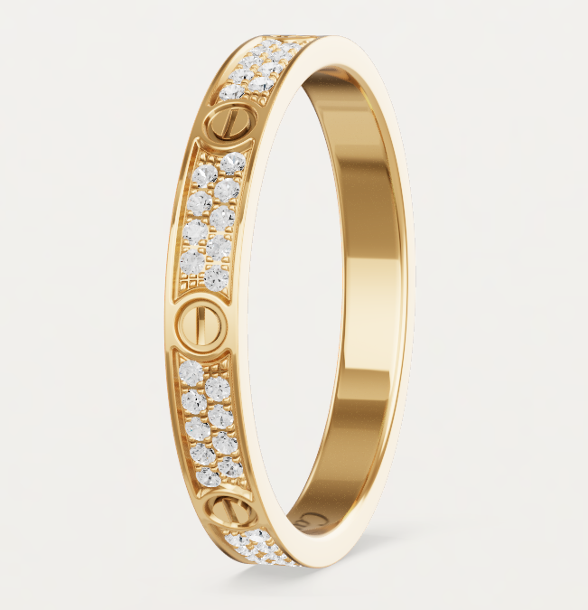 [✨ROSE💎]LOVE RING 2.6mm-wide full-diamond ring Gold