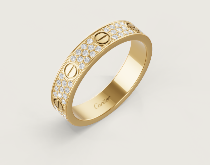 [✨ROSE💎]LOVE RING 4mm-wide full-diamond ring GOLD