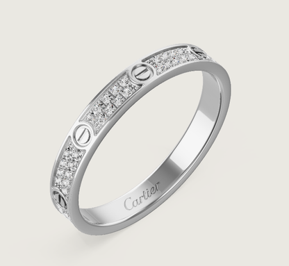 [✨ROSE💎]LOVE RING 2.6mm-wide full-diamond ring silver