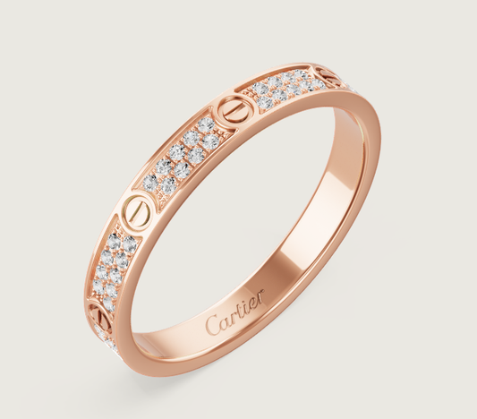[✨ROSE💎]LOVE RING 2.6mm-wide full-diamond ring Rose Gold
