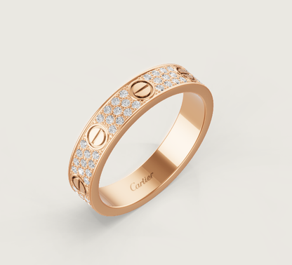 [✨ROSE💎]LOVE RING 4mm-wide full-diamond ring Rose Gold