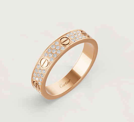 [✨ROSE💎]LOVE RING 4mm-wide full-diamond ring Rose Gold