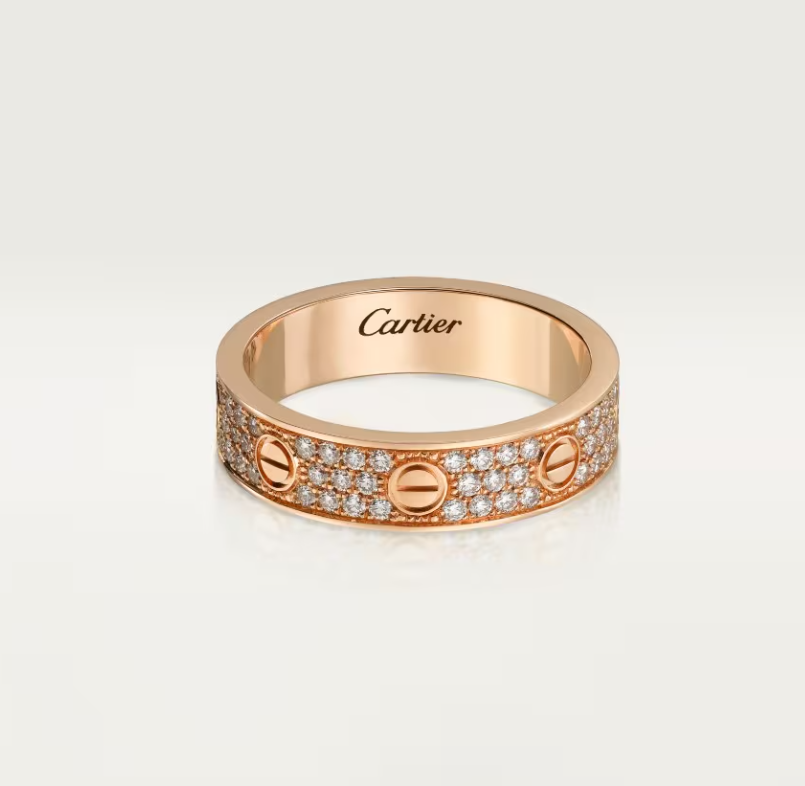 [✨ROSE💎]LOVE RING 4mm-wide full-diamond ring Rose Gold