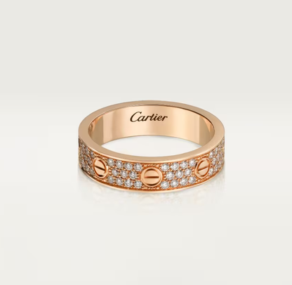 [✨ROSE💎]LOVE RING 4mm-wide full-diamond ring Rose Gold