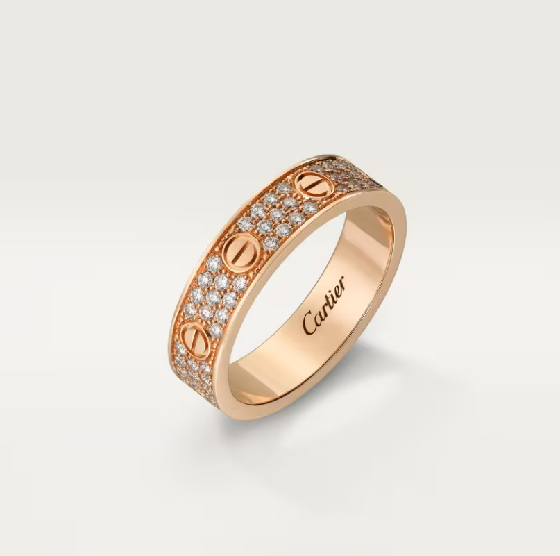 [✨ROSE💎]LOVE RING 4mm-wide full-diamond ring Rose Gold