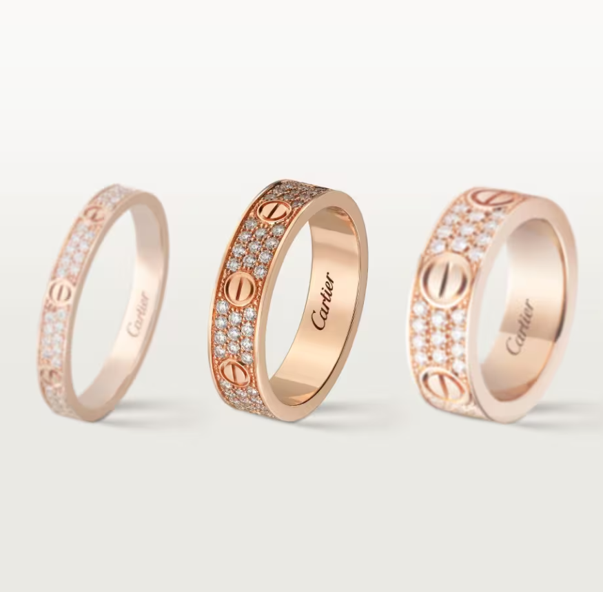 [✨ROSE💎]LOVE RING 4mm-wide full-diamond ring Rose Gold