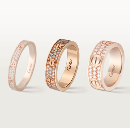 [✨ROSE💎]LOVE RING 4mm-wide full-diamond ring Rose Gold