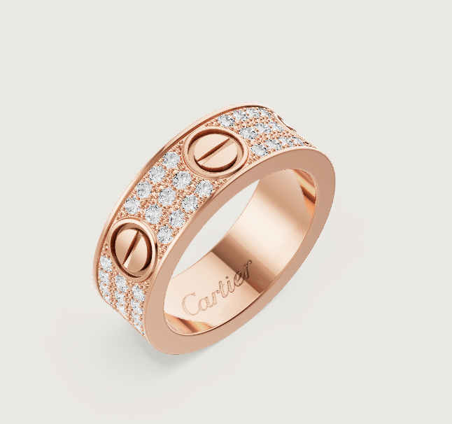[✨ROSE💎]LOVE RING 6.5mm-wide full-diamond ring Rose Gold