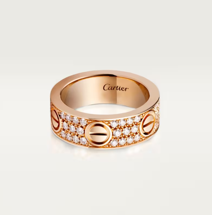 [✨ROSE💎]LOVE RING 6.5mm-wide full-diamond ring Rose Gold