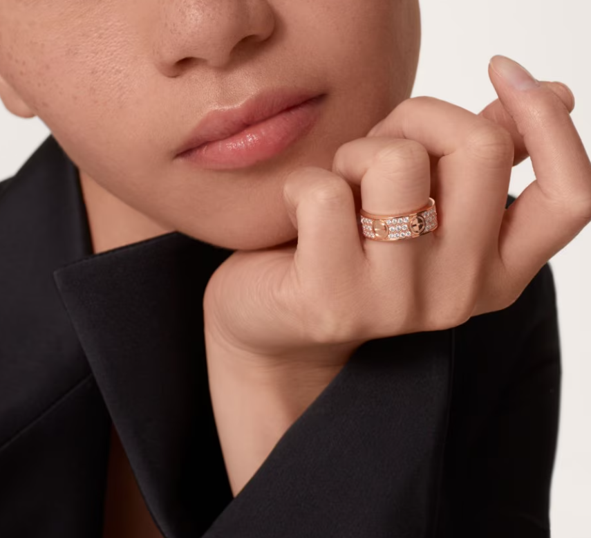 [✨ROSE💎]LOVE RING 6.5mm-wide full-diamond ring Rose Gold