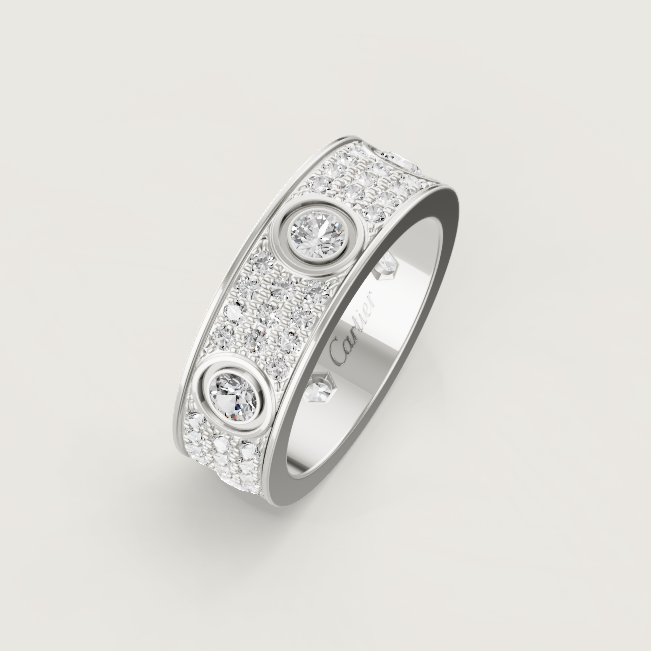 [✨ROSE💎]LOVE RING 6.5MM Full Diamond, 6 Major Diamonds Silver