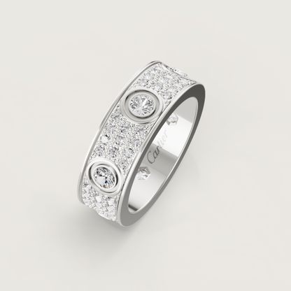 [✨ROSE💎]LOVE RING 6.5MM Full Diamond, 6 Major Diamonds Silver