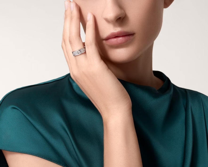 [✨ROSE💎]LOVE RING 6.5MM Full Diamond, 6 Major Diamonds Silver