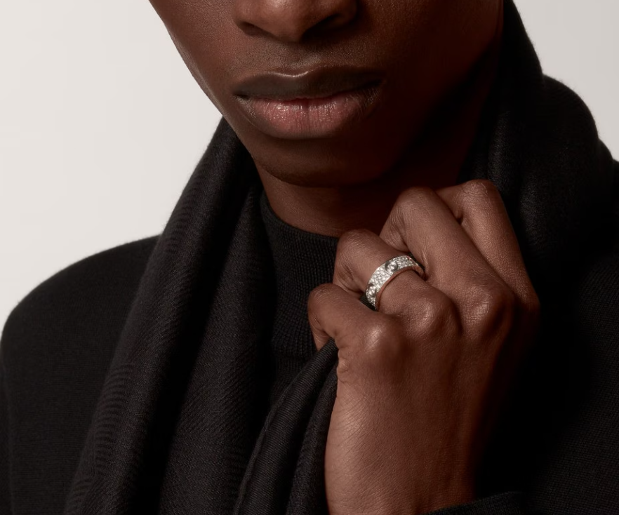 [✨ROSE💎]LOVE RING 6.5MM Full Diamond, 6 Major Diamonds Silver