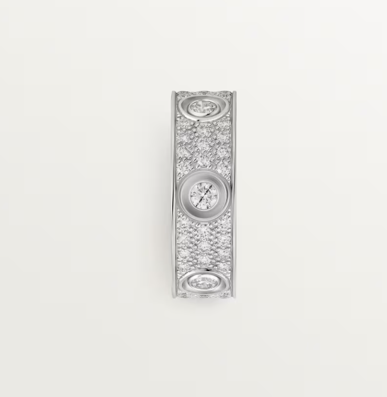 [✨ROSE💎]LOVE RING 6.5MM Full Diamond, 6 Major Diamonds Silver