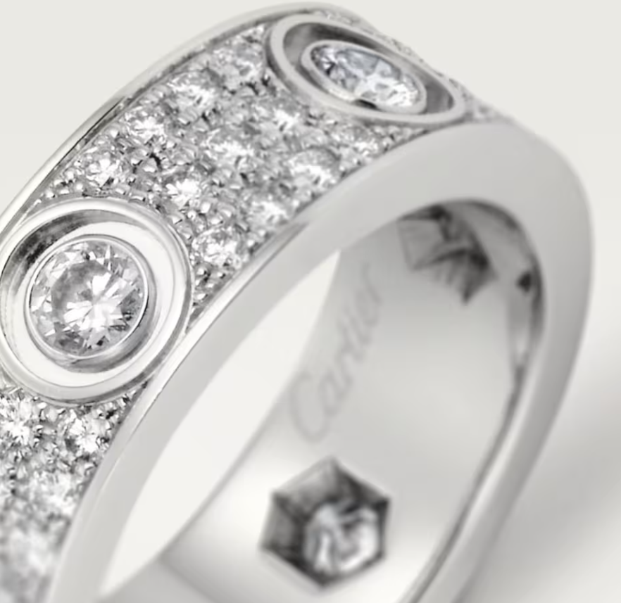 [✨ROSE💎]LOVE RING 6.5MM Full Diamond, 6 Major Diamonds Silver