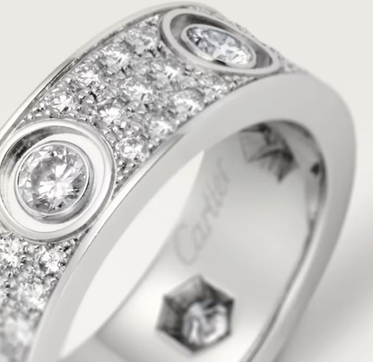 [✨ROSE💎]LOVE RING 6.5MM Full Diamond, 6 Major Diamonds Silver