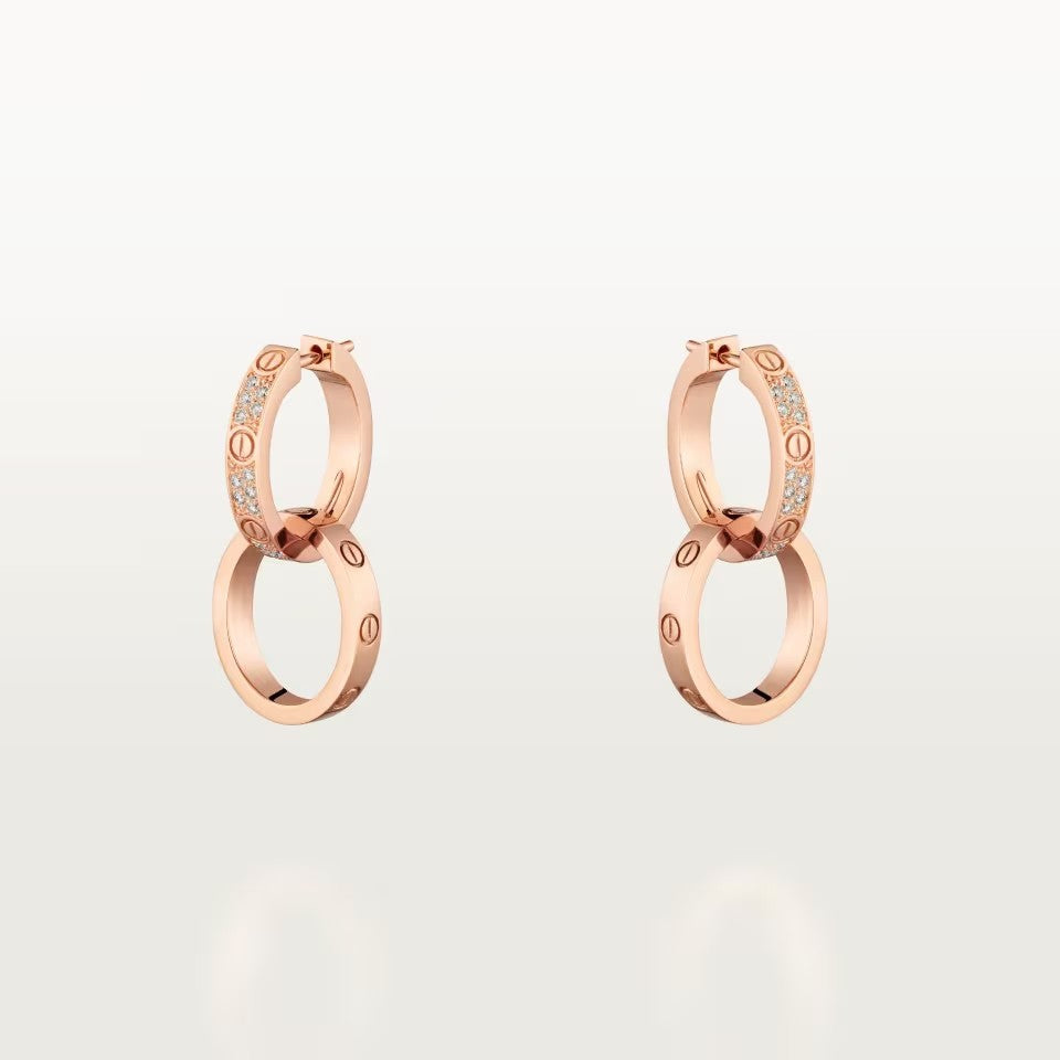 [✨ROSE💎]LOVE 3.3MM DANGLE HALF DIAMOND EARRINGS