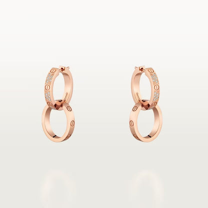 [✨ROSE💎]LOVE 3.3MM DANGLE HALF DIAMOND EARRINGS