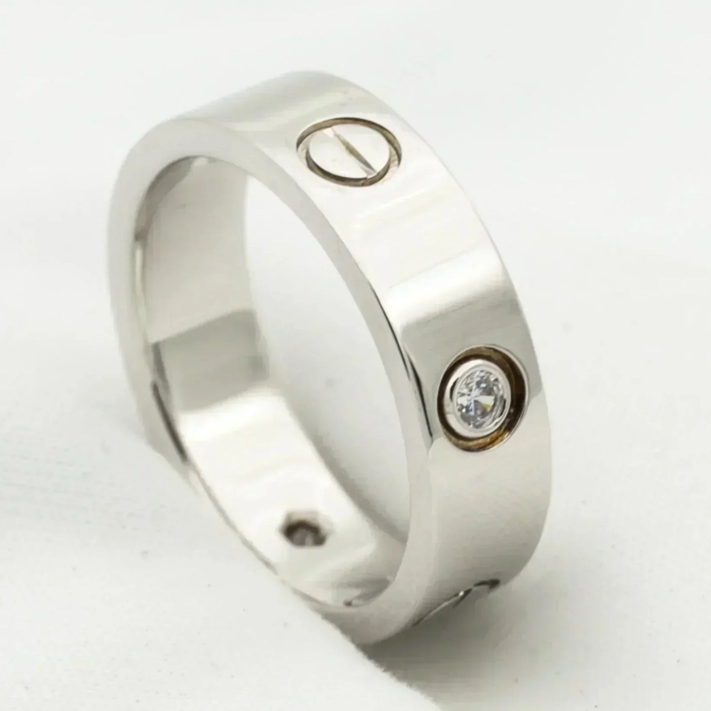 [✨ROSE💎]LOVE RING 5.5MM 3 DIAMONDS SILVER