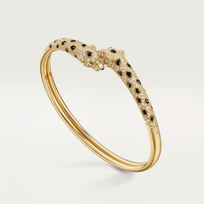 [✨ROSE💎]PANTHERE DOUBLE HEADED HALF DIAMOND OPEN BRACELET
