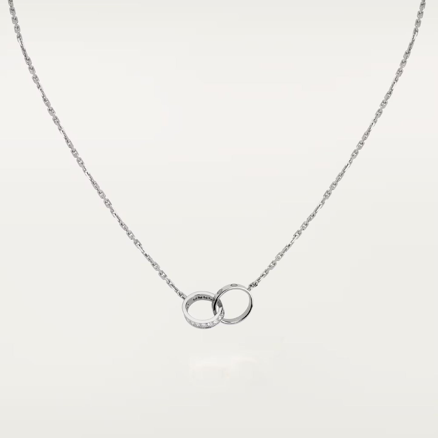 [✨ROSE💎]LOVE DOUBLE RING HALF DIAMOND NECKLACE