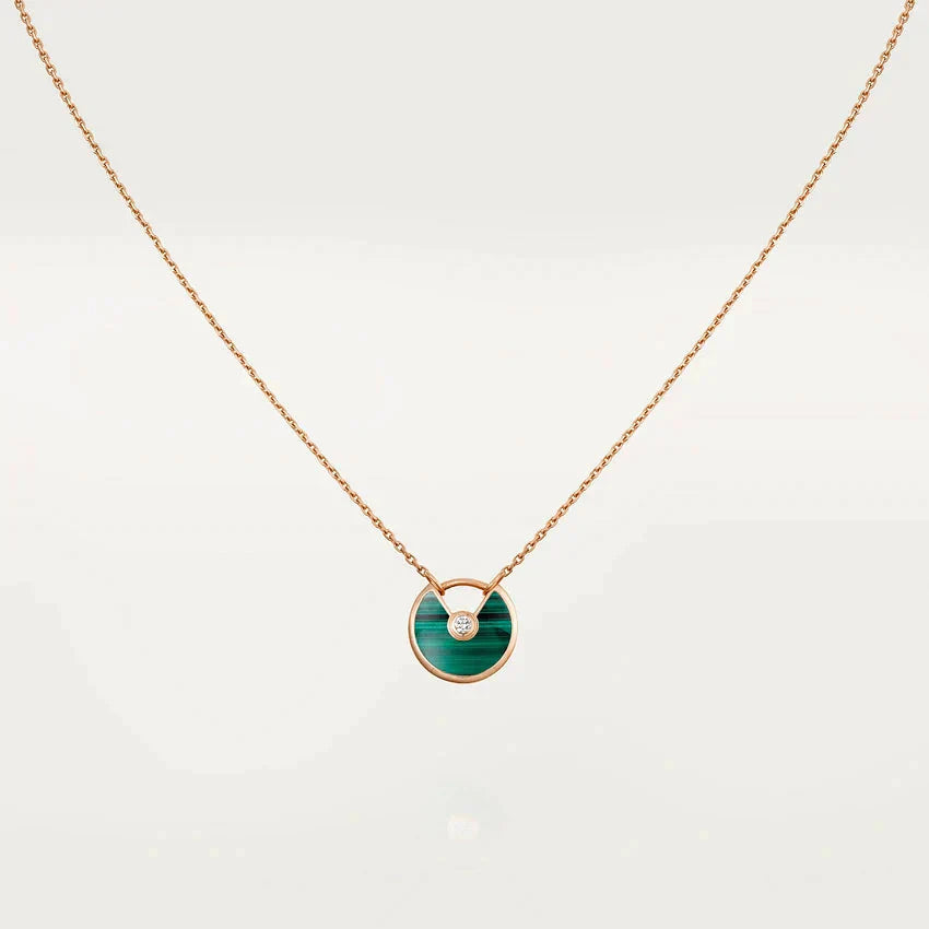 [✨ROSE💎]AMULETTE ROSE GOLD MALACHITE NECKLACE