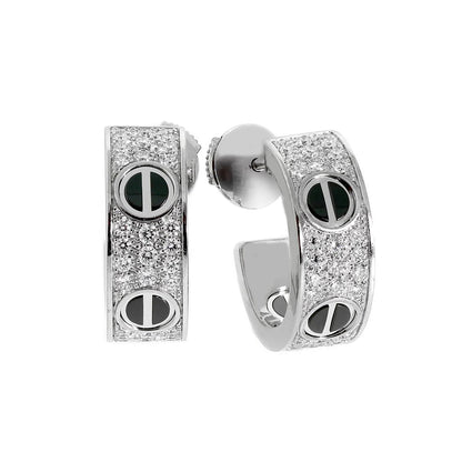 [✨ROSE💎]LOVE CERAMIC DIAMOND PAVED SILVER EARRINGS